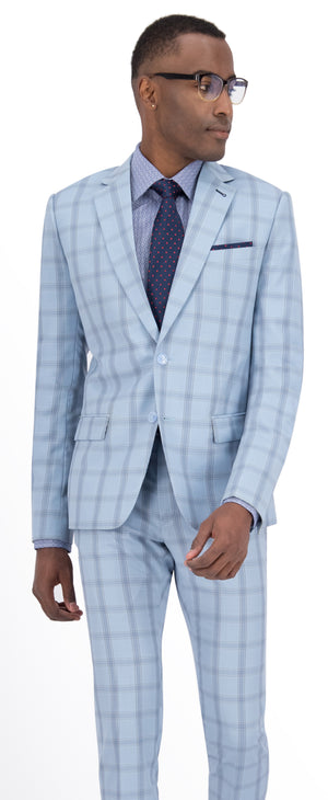 Sky Blue with Navy & Grey Check Pant