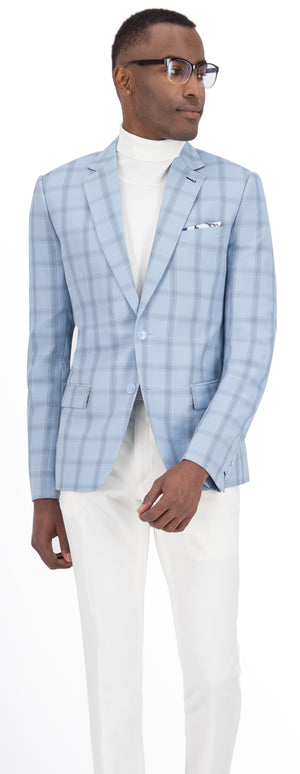 Sky Blue with Navy & Grey Check Jacket