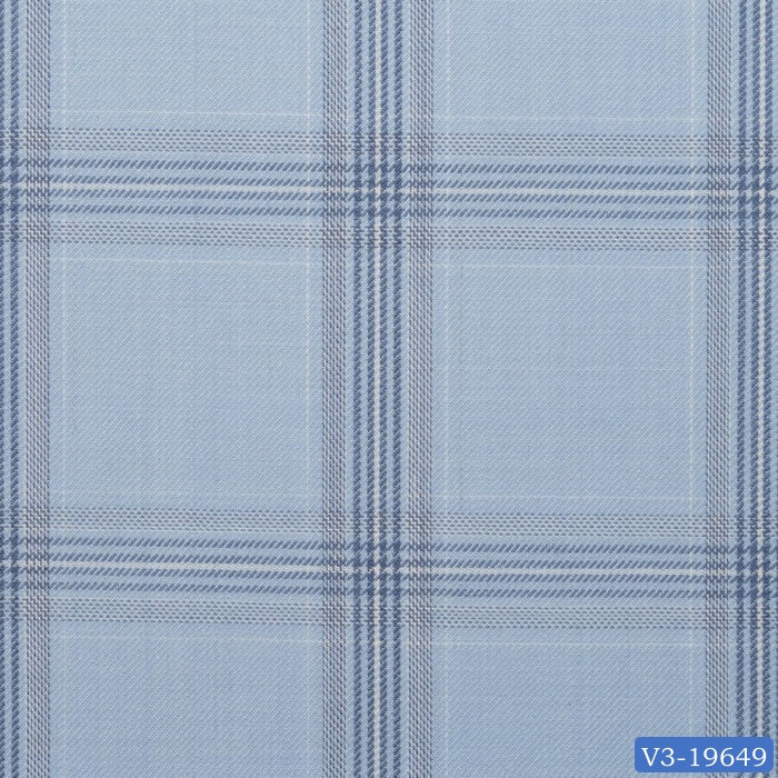 Sky Blue with Navy & Grey Check Regular Suit