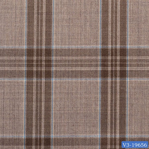 Light Brown with Brown & Blue Plaid Check Long Suit