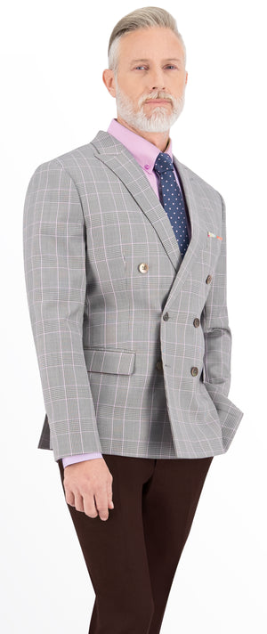 Light Grey with Purple Plaid Check Vest