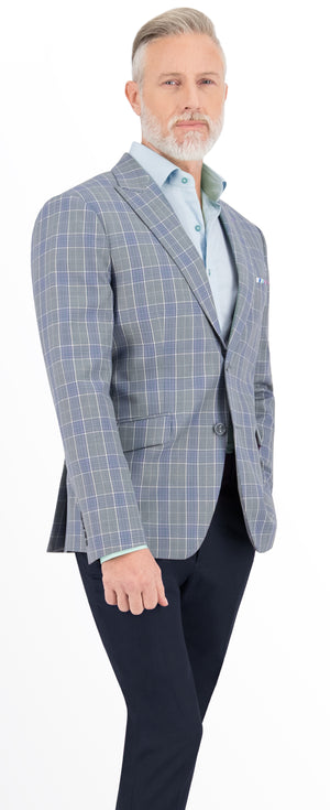 Grey with Purple Plaid Check Regular Suit