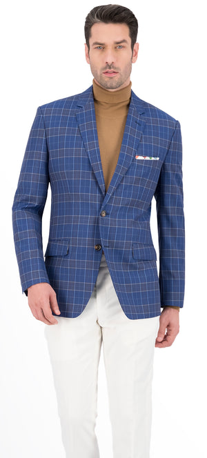 Blue with Rust Plaid Check Suit