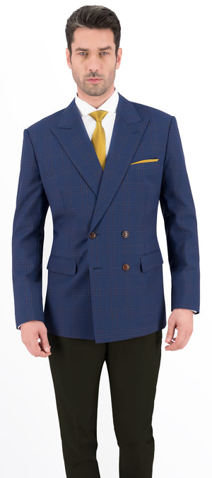 Royal Blue with Rust Plaid Check Suit