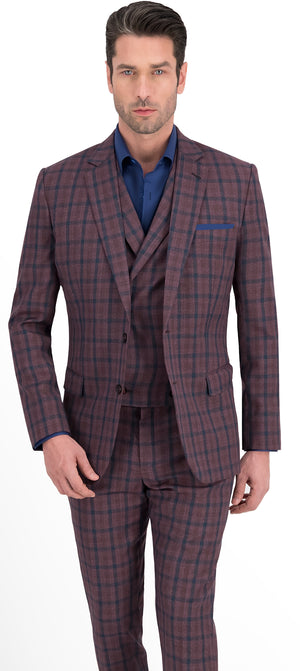 Grape with Navy Check Jacket