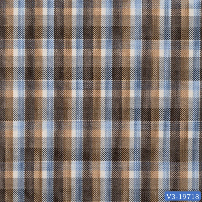 Brown with Blue & White Check Long Suit