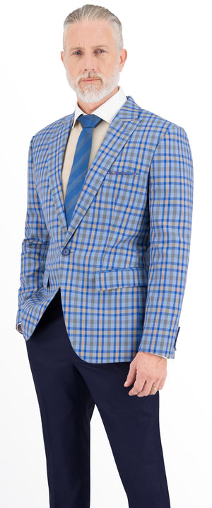 Light Blue & Tan Check Short Suit