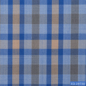 Light Blue & Tan Check Regular Suit