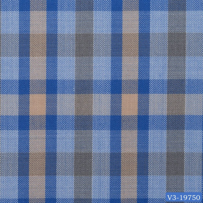 Light Blue & Tan Check Regular Suit