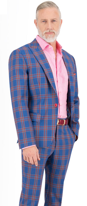 Blue with Red Check Suit