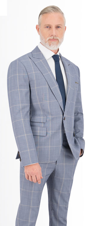 Navy Blue with Tan Check Regular Suit