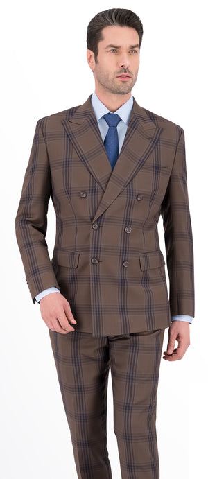 Brown with Navy Check Pant