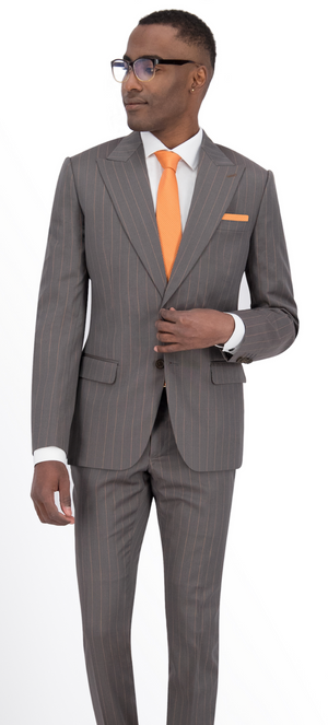 Taupe Grey with Orange Stripe Short Suit