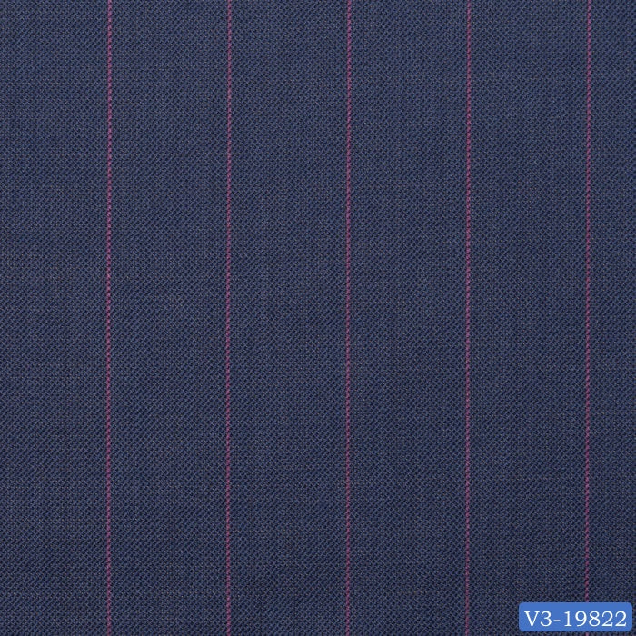 Dark Mauve Blue with Pink Stripe Regular Double Breast Suit