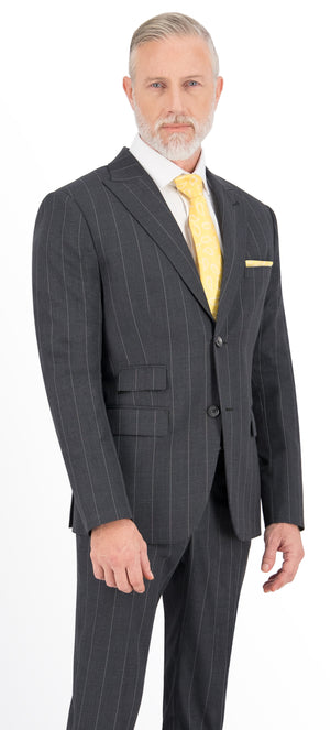 Medium Grey Wide Stripe Short Suit