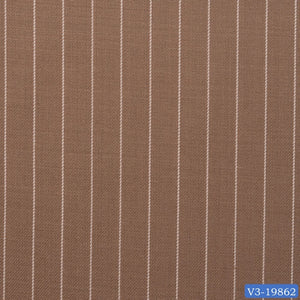 Tan Brown Stripe Regular Double Breast Suit