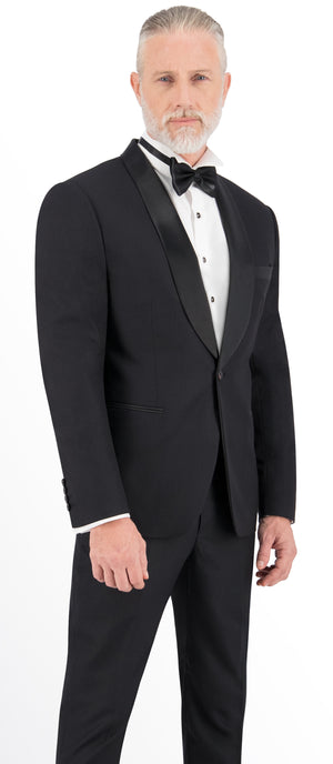 Black with Rust Self Stripe Suit