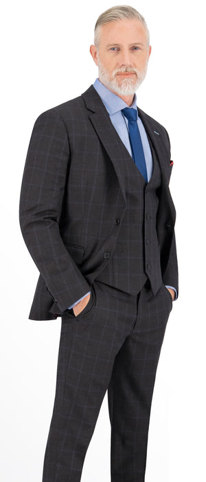 Rust Brown with Blue Check Windowpane Jacket