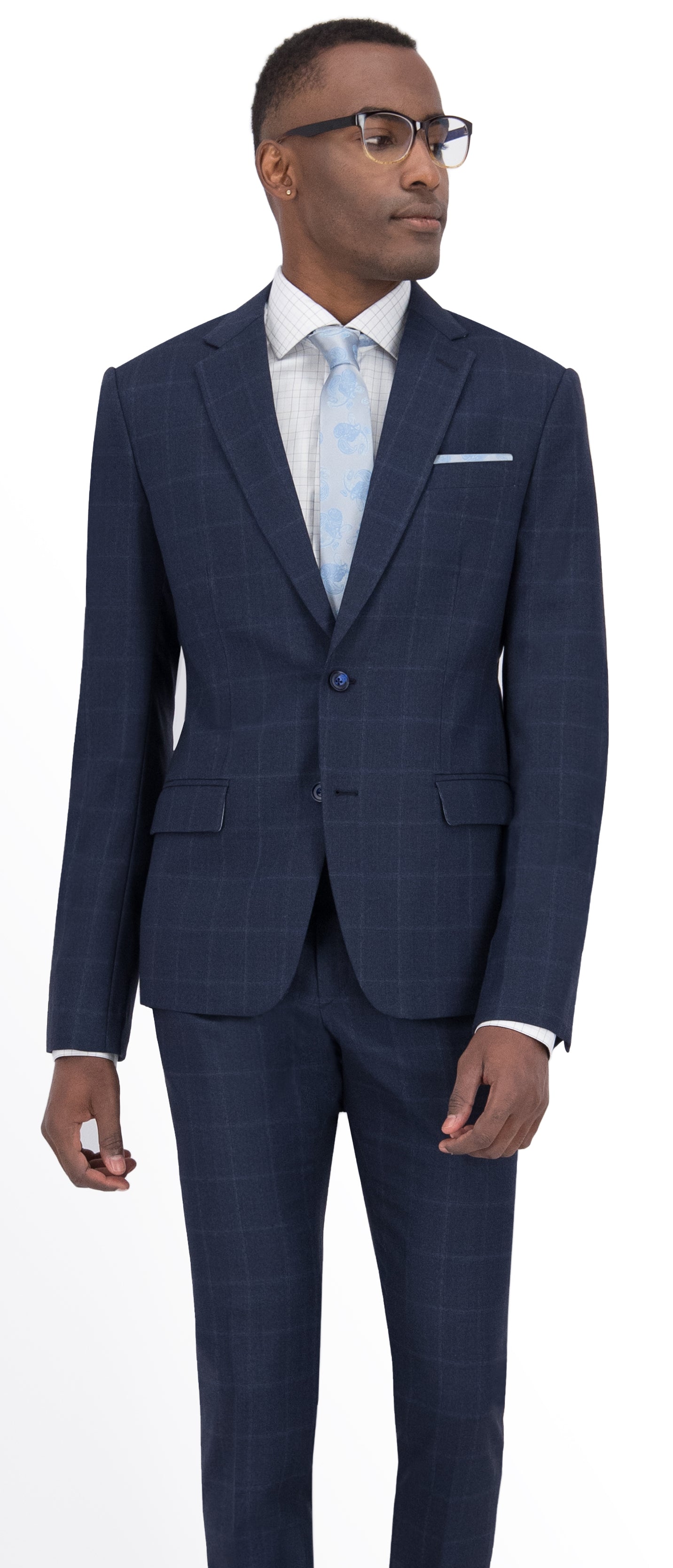 Navy Blue Check Windowpane Jacket Nasir Suits