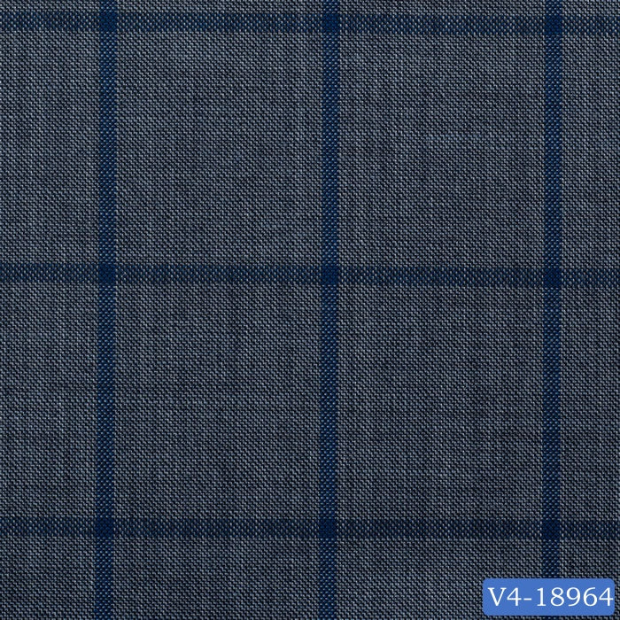 Turkish Blue Grey with Blue Windowpane Vest