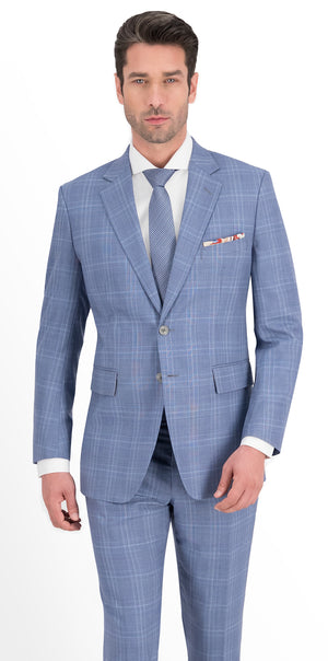 Light Blue Check Long Suit